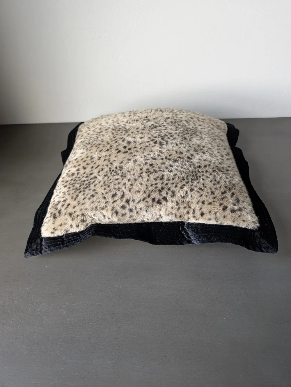 Borgata Faux Fur Spot Accent Pillow Black Brown Animal Print Soft Fur Size 20x20